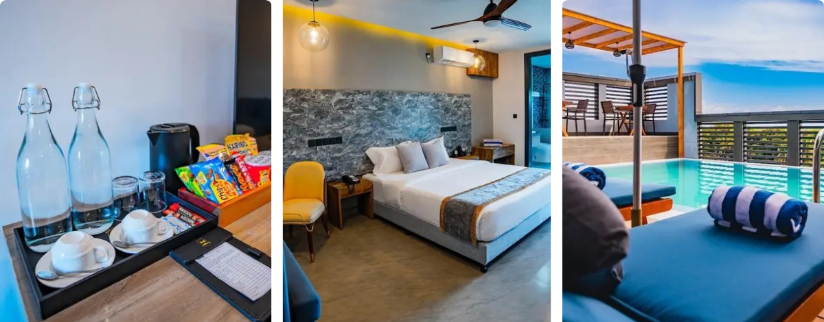 早餐後退房→回到機場島前往下個居民島→島上自由活動