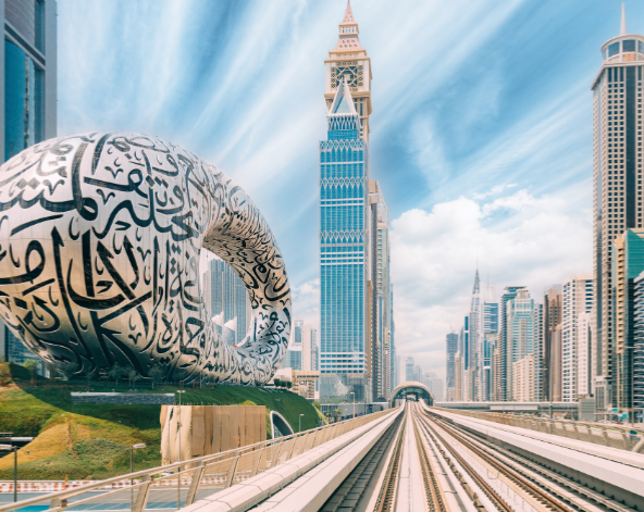 未來博物館(不入內參觀)→杜拜相框(不入內參觀)→酒店CHECK IN →水上遊河體驗→自由散策(卓美亞海灘看帆船酒店 或 朱美拉古城市集)→運河酒店內晚餐